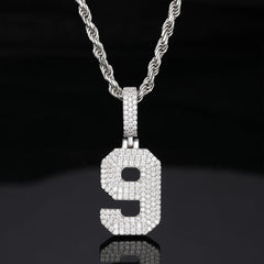 Ice Stone Moissanite Lucky Number Diamond Pendant Necklace