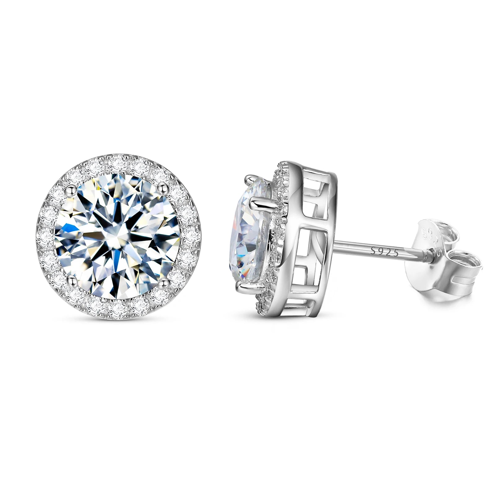 Pass Diamond test VVS D Moissanite Earrings Men Women 0.5CT-3CT 925 Silver GIA Certificate Lab Diamond Stud Luxury Jewelry