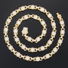 14K Gold 7mm Fully Iced King Chain with Ball Accents, Spring Clasp Cuban Link Chain, 925 Sterling Silver and VVS Moissanite