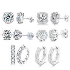 Pass Diamond test VVS D Moissanite Earrings Men Women 0.5CT-3CT 925 Silver GIA Certificate Lab Diamond Stud Luxury Jewelry