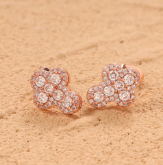 Ice Stone Hip Hop Brass 18K Gold Rose Gold Cross Earrings