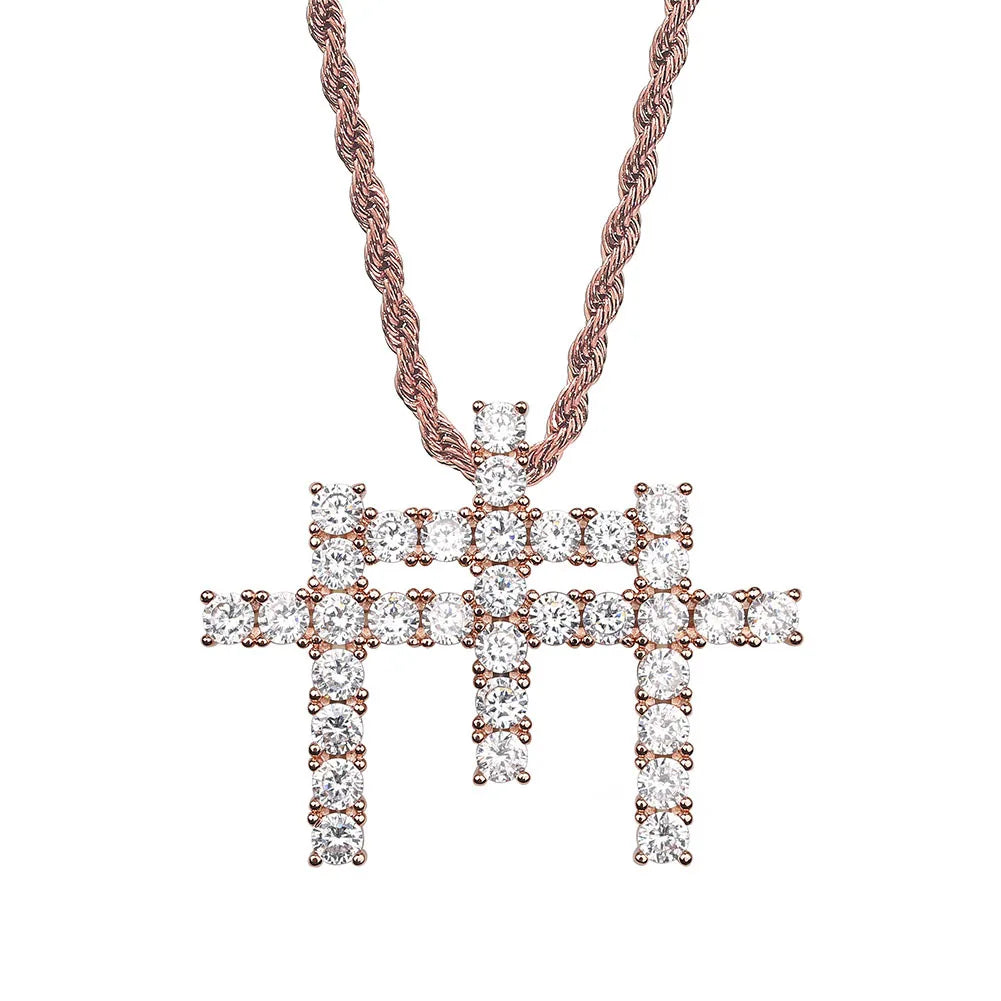 Ice Stone Triple Cross Pendant Hip Hop