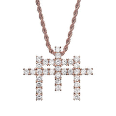 Ice Stone Triple Cross Pendant Hip Hop