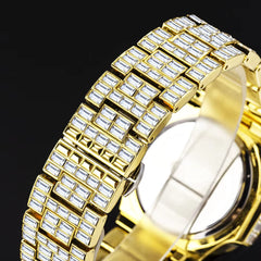 Ice Stone Unique Hip Hop Men’s Baguette Iced Out Watch