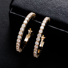 Ice Stone Big Hoop Baguette Iced Out CZ Hip Hop Earrings