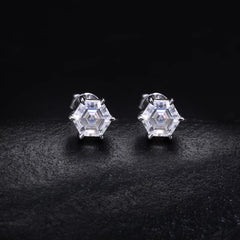 Ice Stone 2025 New Round Brilliant Cut Hexagon VVS Moissanite Stud Earrings