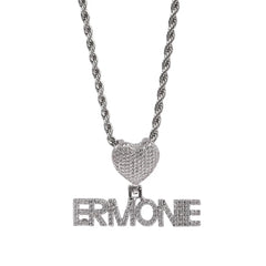 Ice Stone Mini Heart Custom Name Pendant