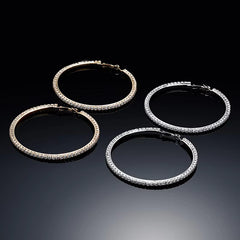 Ice Stone Big Hoop Baguette Iced Out CZ Hip Hop Earrings