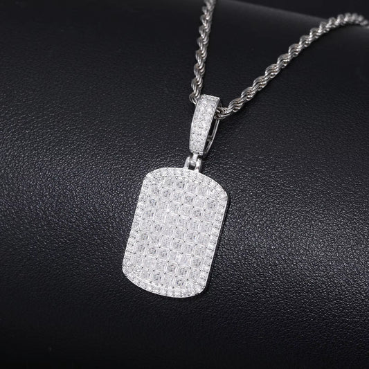 Ice Stone 2025 Unisex 925 Silver VVS Moissanite Dog Tag Necklace