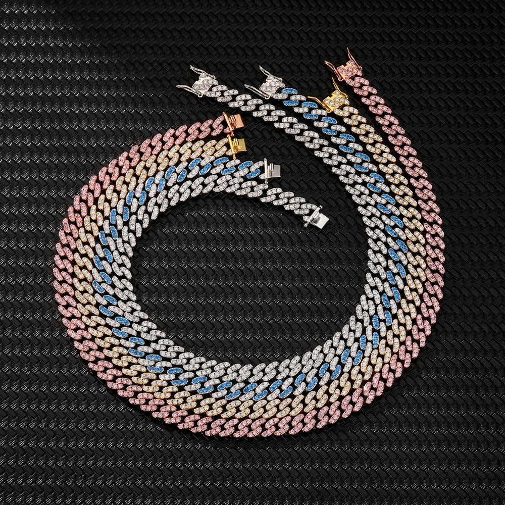 8MM 16" 18'' Gold Silver Rose Multi Color Mix rainbow Best Gorgeous Cross Minimalist Girl Women Cuban Chain Necklace