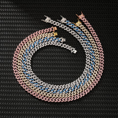 8MM 16" 18'' Gold Silver Rose Multi Color Mix rainbow Best Gorgeous Cross Minimalist Girl Women Cuban Chain Necklace