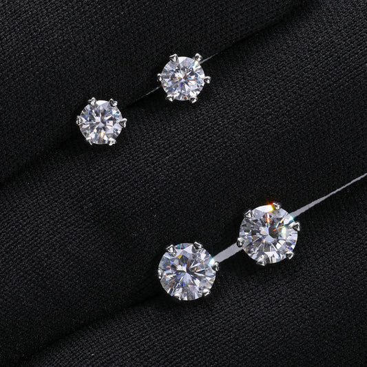 Pass Diamond Tester Six Claw Moissanite Stud 925 Sterling Silver Fine Jewelry Earrings Valentines Day Gift Earrings Women