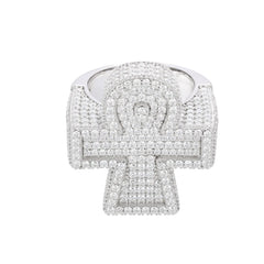 New Design Hip Hop 925 Sterling Silver Cross Ring Micro-paved VVS Moissanite Diamond Ring Sparkling Cross Jewelry Ring for Man