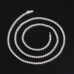 Hip Hop 925 Sterling Silver Tennis Bracelet Necklace Iced Out 2mm Silver Moissanite Gold Plated Chain for Parties Gifts
