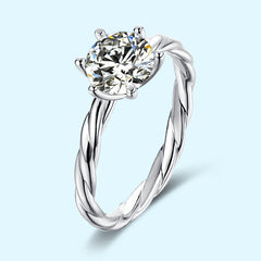14K White Gold Diamond Rings DEF 6.5mm Round Cut Center Stones 1.0ct Moissanite Marriage Ring Women Engagement