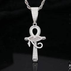 Iced Out VVS Diamond Moissanite Cross Pendant, 925 Sterling Silver Ankh Cross Necklace Chain for Men Hip Hop Rock Rapper Jewelry