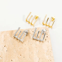 Ice Stone Hip Hop Iced Out Diamond Gold Plated CZ Earrings