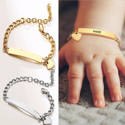 Ice Stone Personalized Baby Name Gold Bracelet