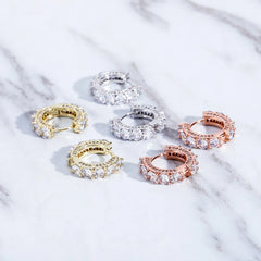 Ice Stone Dainty Gold CZ Mini Hoop Bling Earrings Women