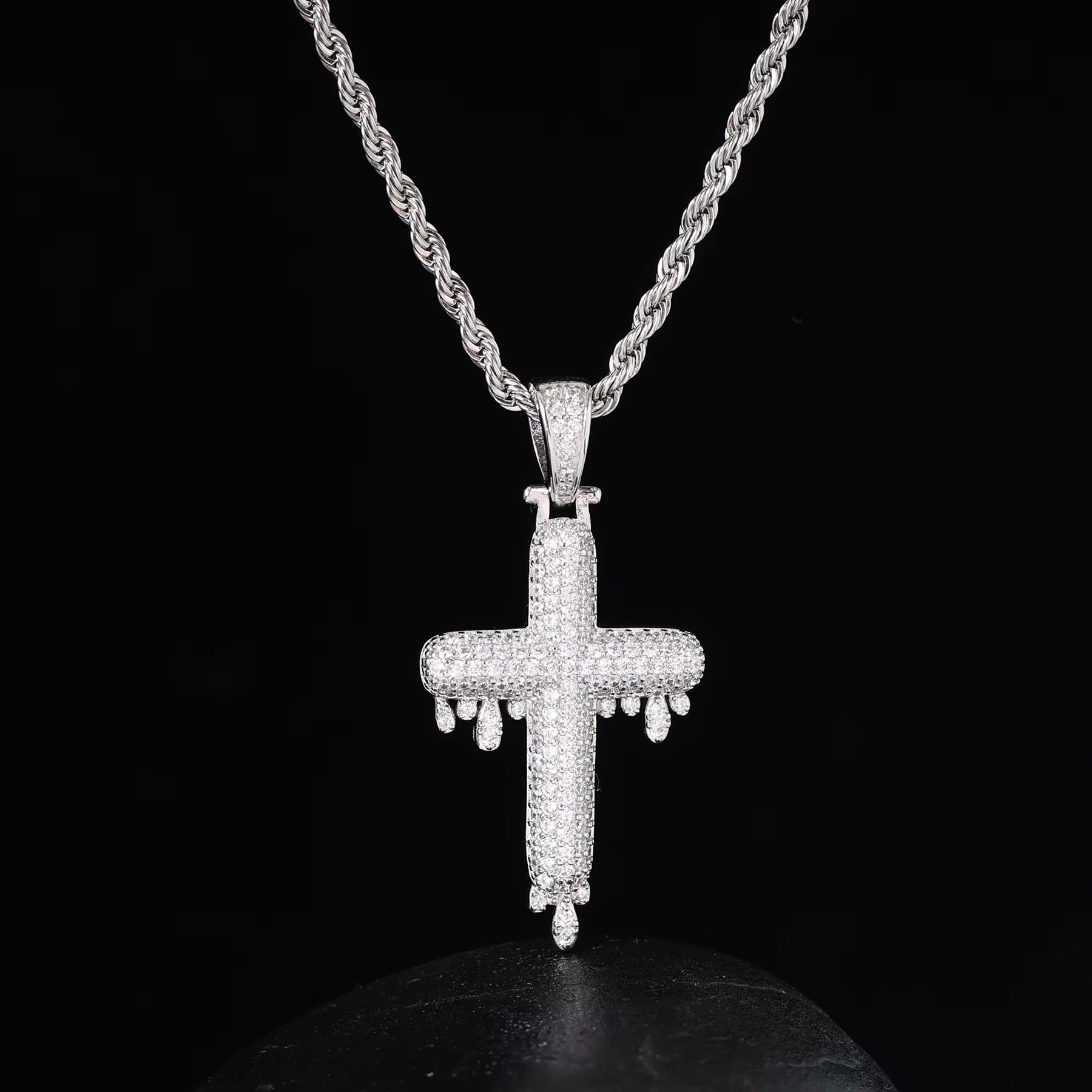 Ice Stone Wholesale 18K Gold Plated Baguette CZ Cross Necklace