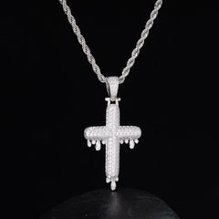 Ice Stone Wholesale 18K Gold Plated Baguette CZ Cross Necklace