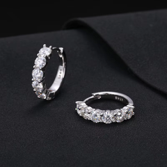 Ice Stone Iced Out Round Moissanite Hoop Earrings