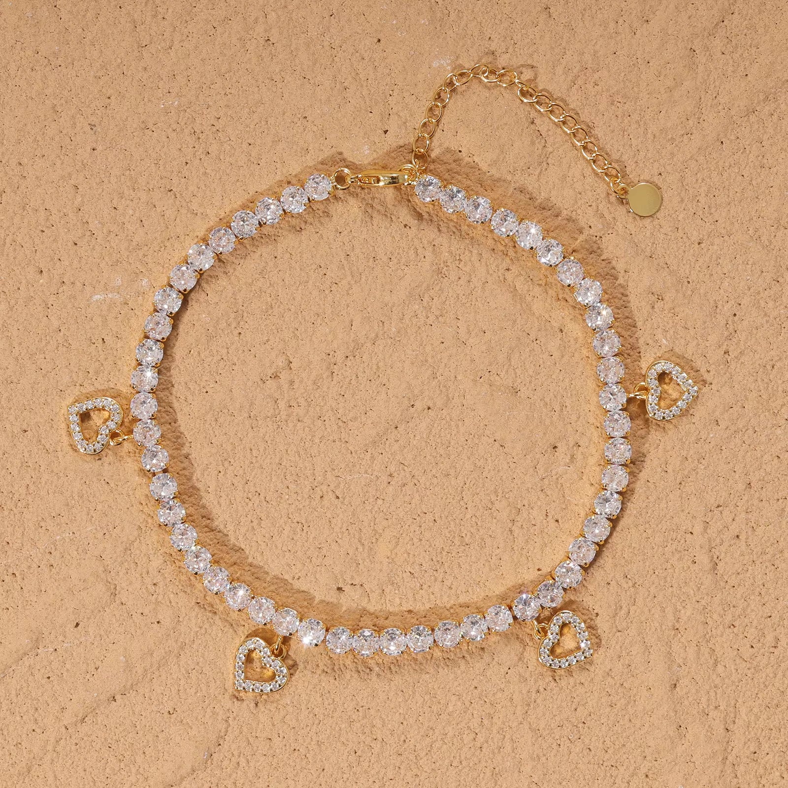 Ice Stone Trendy 4mm Iced Butterfly Tennis Anklet 18K Gold Plated Jewelry