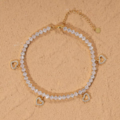 Ice Stone Trendy 4mm Iced Butterfly Tennis Anklet 18K Gold Plated Jewelry