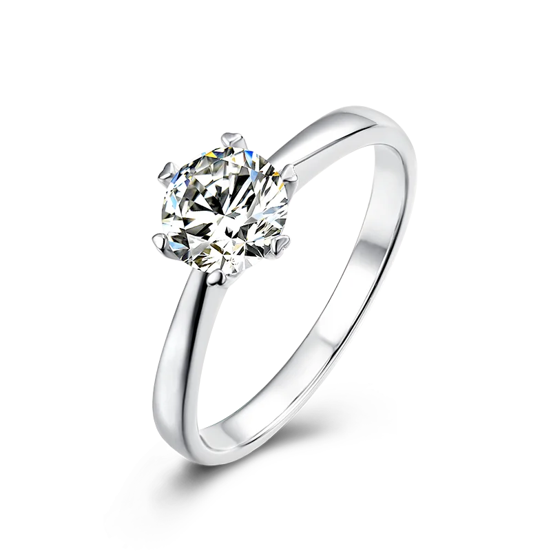 High quality 1.0ct silver moissanite diamond engagement wedding ring sterling silver 18k white gold