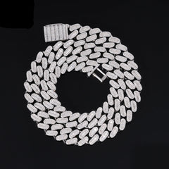 New High Quality T Baguette VVS D Moissanite Cuban Link Chain Iced Out Bling Bling 925 Sterling Silver Necklace Jewelry for Men