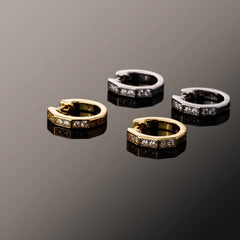 Ice Stone Hip Hop Diamond Gold Plated Micro Pave Hoop Earrings