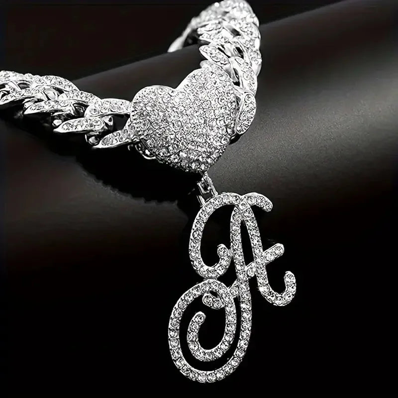 Ice Stone Gold Plated Crystal Cuban Link Initial Anklet