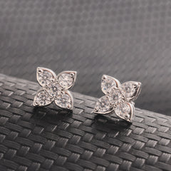 Trend Design Four Leaf Cross Earrings VVS D Moissanite Jewelry Elegant Sparkling 925 Silver Hip Hop Earrings