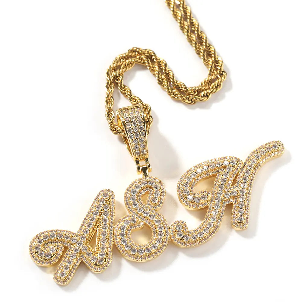 Ice Stone Brush Font Custom Name Necklace