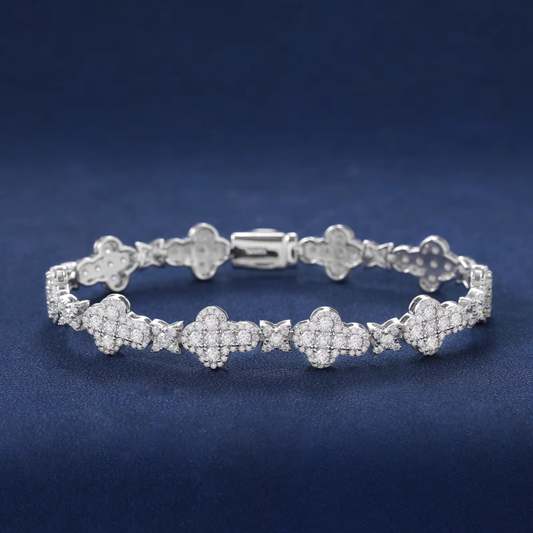 New Design 925 Silver Cross Star Bracelet Luxury VVS D Moissanite Diamond Chain Hip Hop 10.5mm Jewelry for Women Men