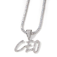 CZ big size brush font custom name letter necklace gold plated jewelry personalized name hip hop iced out jewelry