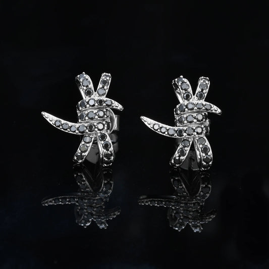 New Design Black Bow Knot VVS D Moissanite Diamond Earrings Hot Selling 925 Sterling Silver Earring Jewelry for Women