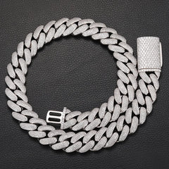 Top Icy 20mm Iced Out 4 Rows Diamonds Cuban Link Chain Box Clasp Luxury Man Hip Hop Necklace Bling Miami Cuban Bracelet