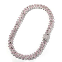 TOP ICY Pink Silver Mix Color Rose Gold Mix Color Custom Color Prong Cuban Chain for Man 2020 Customize Jewellery