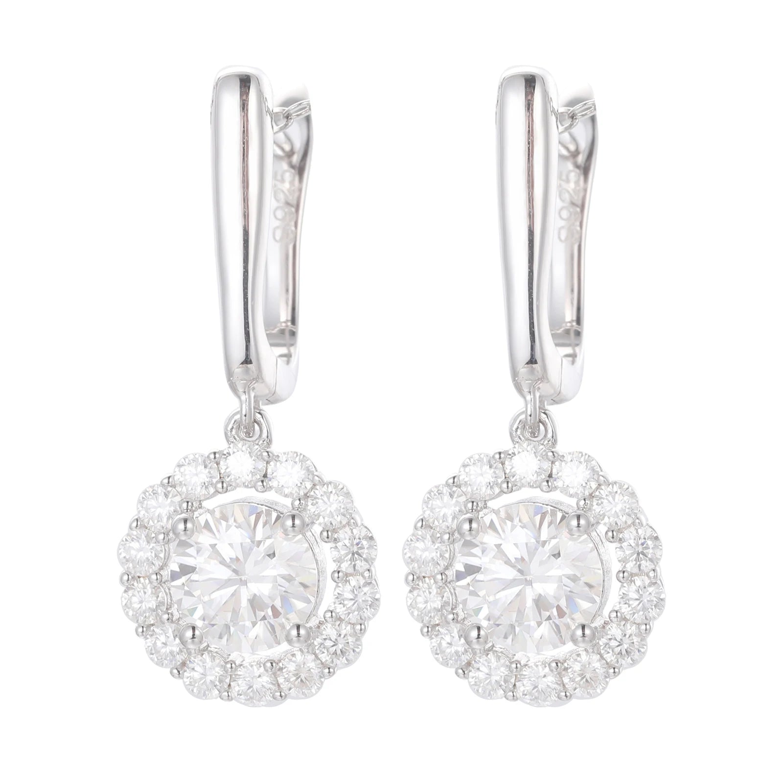 Bling Hip Hop Jewelry 925 Sterling Silver Drop Halo Earrings VVS Moissanite Diamond Wedding Earrings Men Women