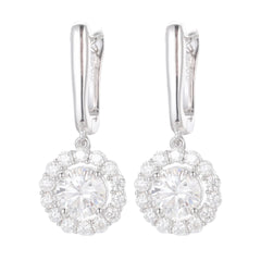 Bling Hip Hop Jewelry 925 Sterling Silver Drop Halo Earrings VVS Moissanite Diamond Wedding Earrings Men Women