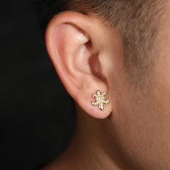 Ice Stone Fleur De Lis Diamond Stud Earrings