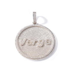 8cm big size circle round custom text iced out pendant personalized name letter necklace jewelry hip hop style