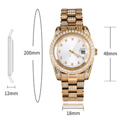 Ice Stone New Hip Hop Gold Plated Stainless Steel Quartz Watch