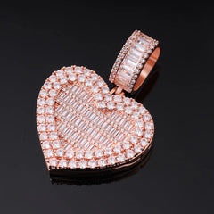 Ice Stone Iced Out CZ Flip Heart Photo Locket