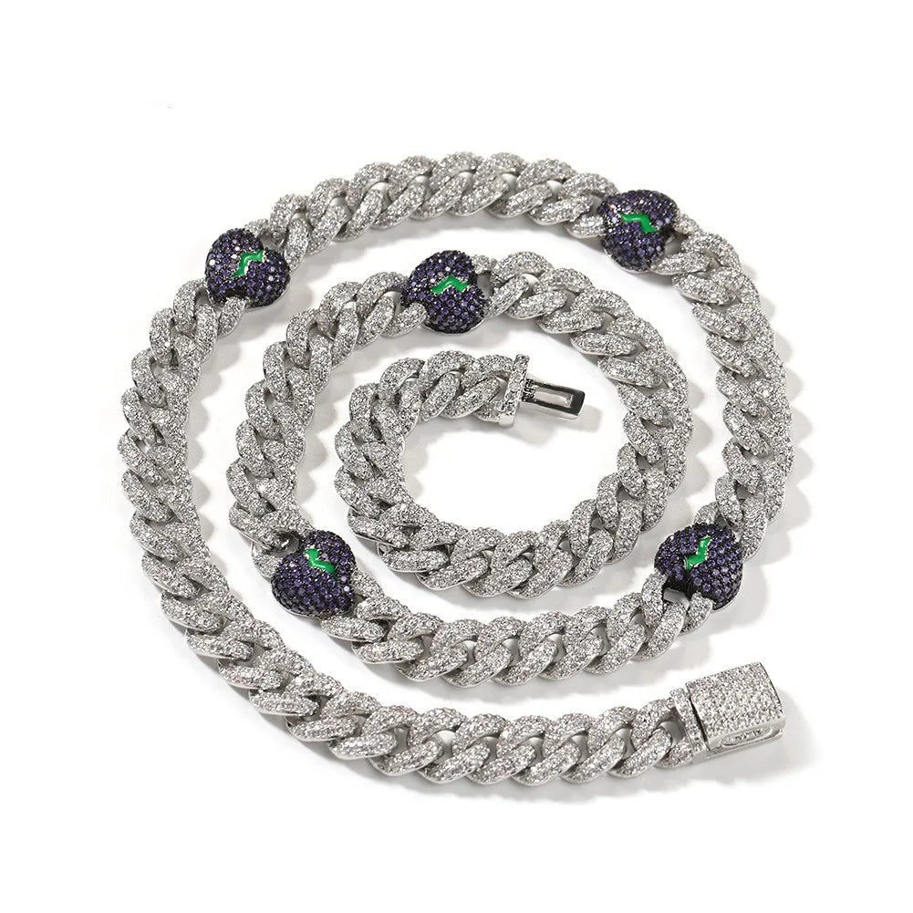 Hip Hop Jewelry Broken Heart Cuban Necklace Iced Out 18k Gold Plated Jewelry 9mm Cuban Link Chain for Men