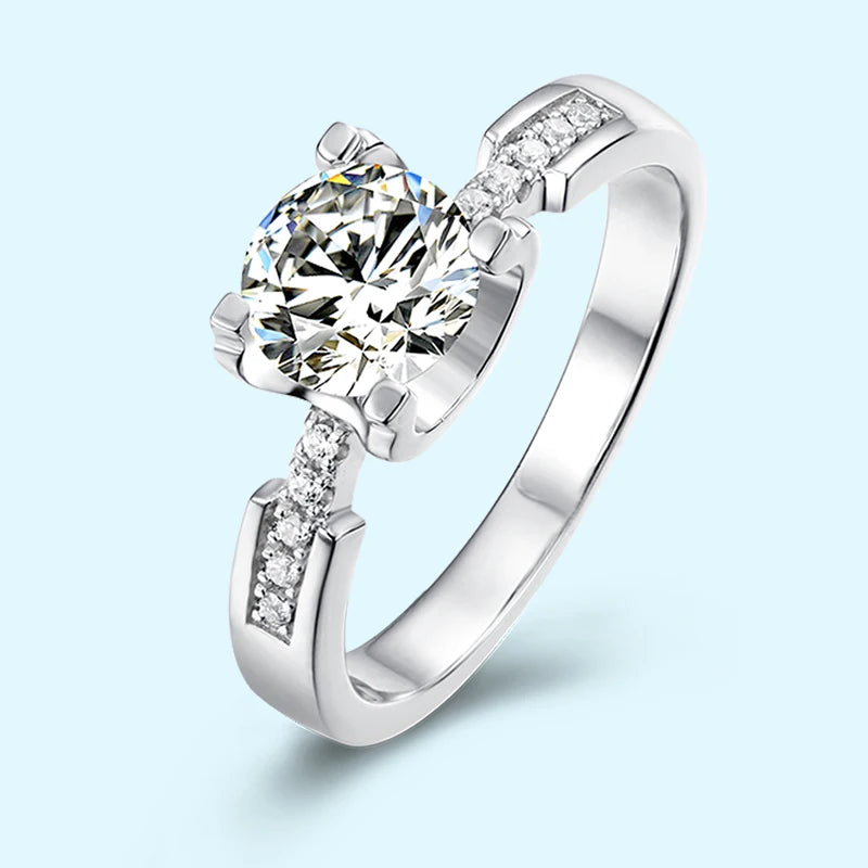 14K White Gold Moissanite Finger Ring Solid Wedding Band Heart Cut Moissanite Ring