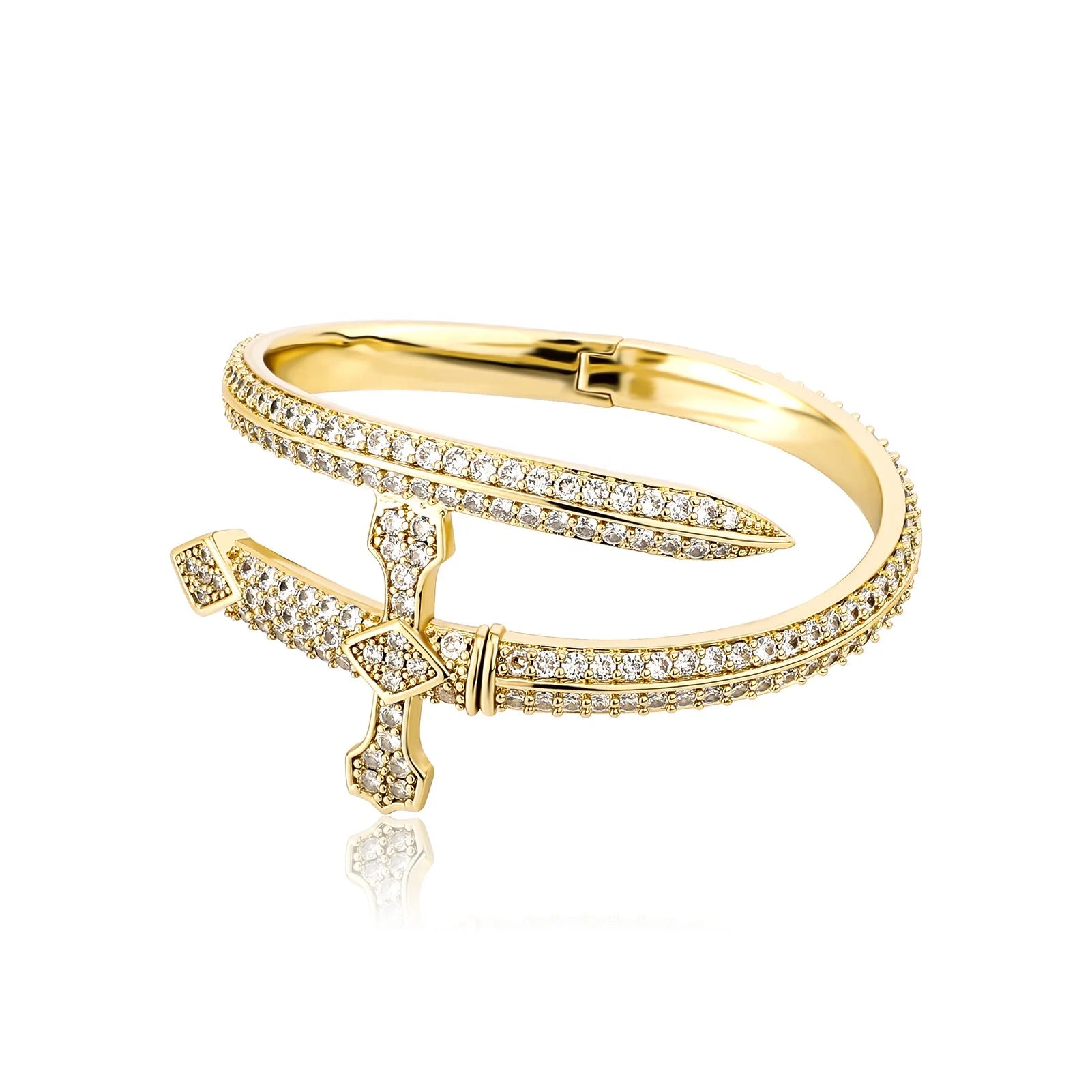 Ice Stone Punk Cross CZ Bangle Bracelet
