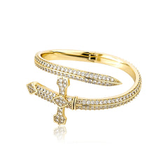 Ice Stone Punk Cross CZ Bangle Bracelet
