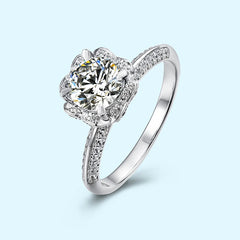 High Quality Tarnish Free 1.0 Carat D VVS1 White Round Brilliant Cut Moissanite Sterling Silver Ring Jewelry Women